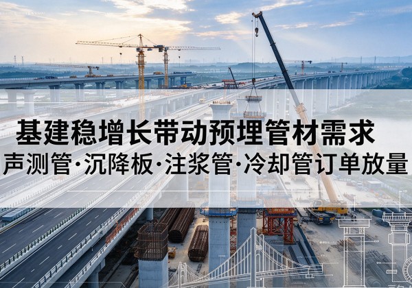 安徽基建稳增长带动预埋监测管材需求，声测管、沉降板、注浆管订单持续放量